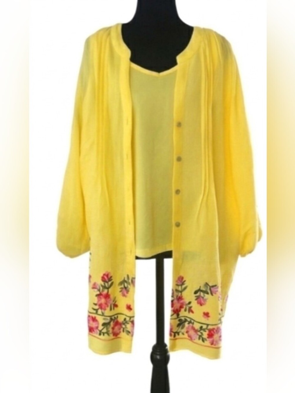 Summer Boho 2XL Top Yellow Artisy Resort Lagen Embroidered Floral Tunic New